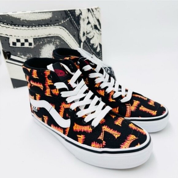 Vans Thrasher Sk8 Hi Flames Men Size 10 Black And White 022026 - Picture 7 of 10